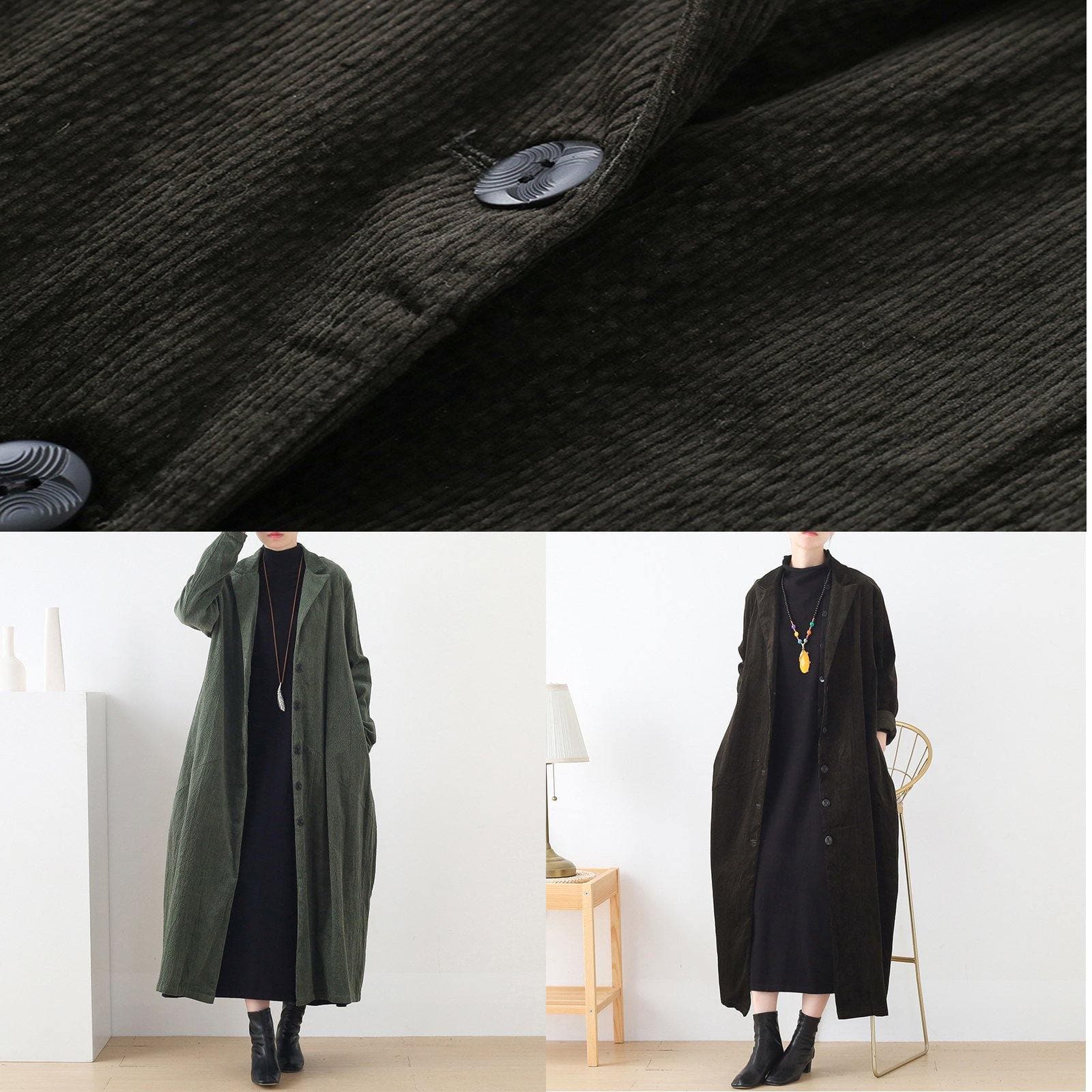 Classy army green  Fashion clothes Inspiration suit collar striped women coats AM-TCT201223