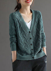 Classy lake Blue button V Neck Knit Cardigans Spring GK-NTP220127