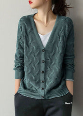 Classy lake Blue button V Neck Knit Cardigans Spring GK-NTP220127