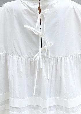 Classy white Cotton tunic top Puff Sleeve short fall Dresses AT-FDM190903