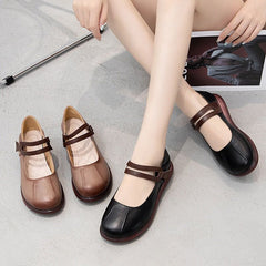 Comfortable Leather Thick-soled Flat Platform Women's Casual Shoes GCSZXC51 Touchy Style