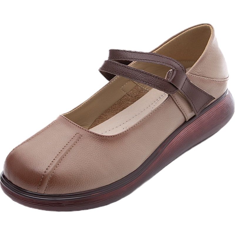 Comfortable Leather Thick-soled Flat Platform Women's Casual Shoes GCSZXC51 Touchy Style