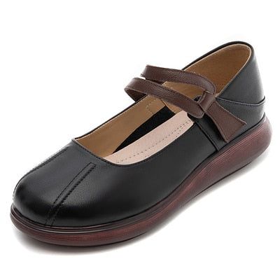 Comfortable Leather Thick-soled Flat Platform Women's Casual Shoes GCSZXC51 Touchy Style