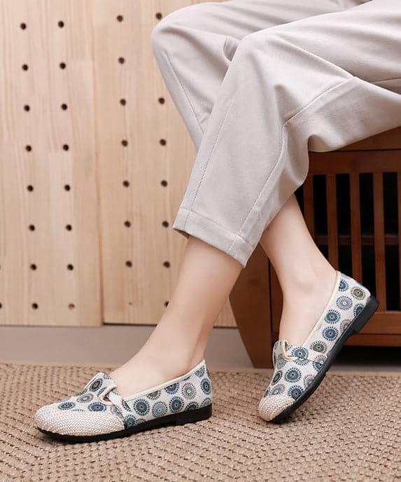 Comfy Blue Flat Shoes For Women Print Splicing Flat Feet Shoes BX-PDX220407