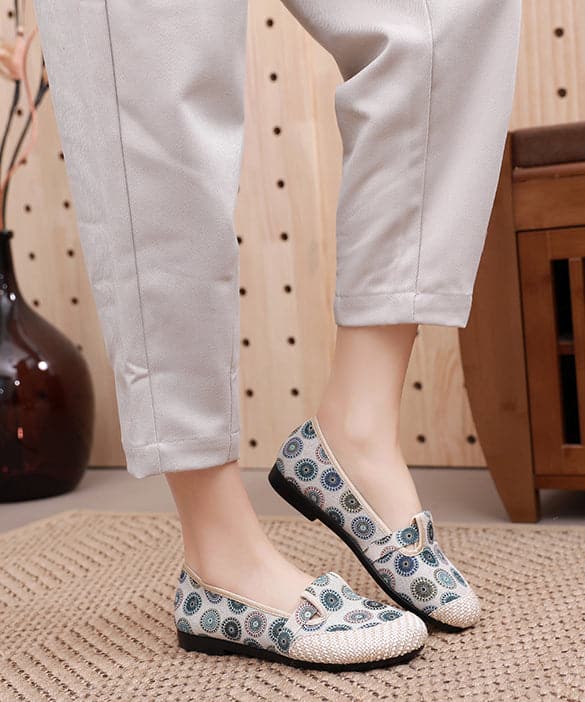 Comfy Blue Flat Shoes For Women Print Splicing Flat Feet Shoes BX-PDX220407