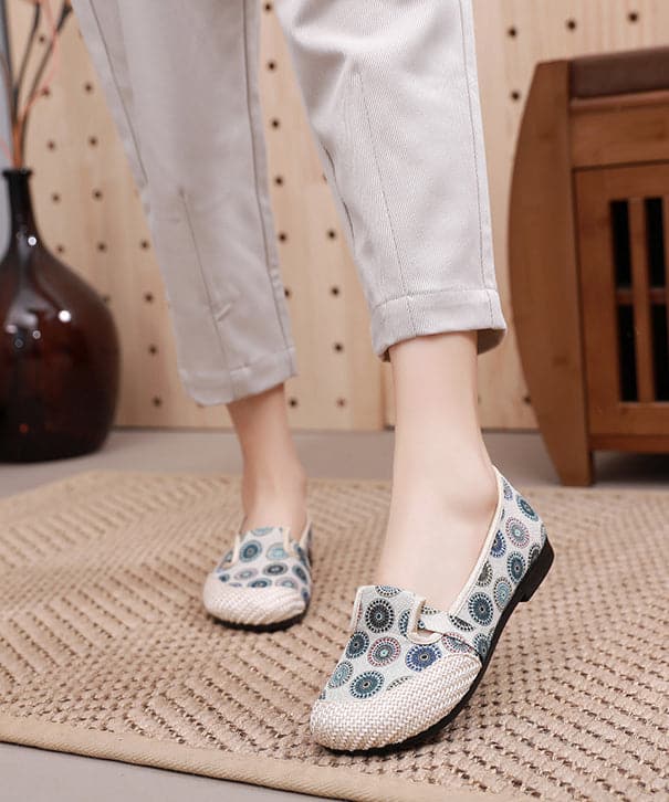 Comfy Blue Flat Shoes For Women Print Splicing Flat Feet Shoes BX-PDX220407