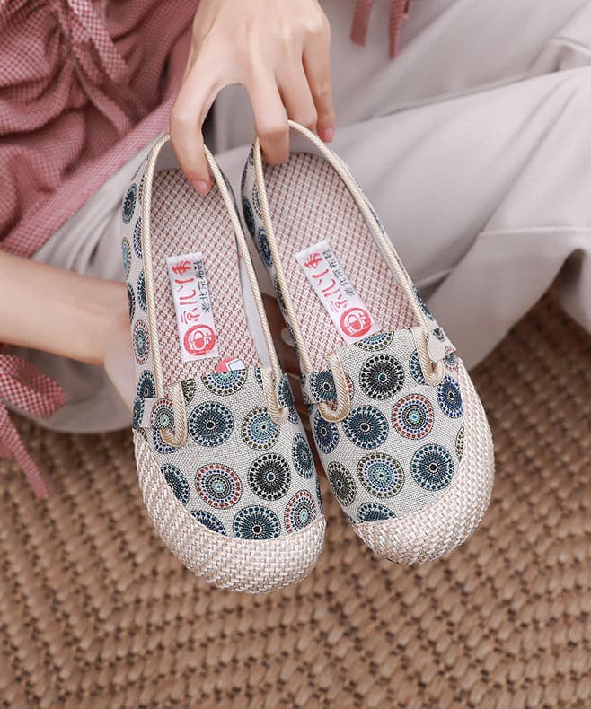 Comfy Blue Flat Shoes For Women Print Splicing Flat Feet Shoes BX-PDX220407