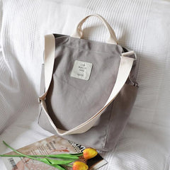 Comfy Women Casual gray Patchwork Large Canvas Shoulder Bag BGS200801