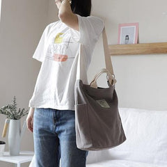 Comfy Women Casual gray Patchwork Large Canvas Shoulder Bag BGS200801