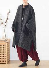 Cozy side open knit sweat tops plus size clothing black big pockets sweater coat AM-TCT201223