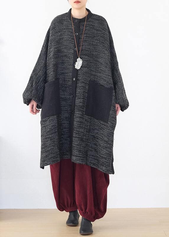 Cozy side open knit sweat tops plus size clothing black big pockets sweater coat AM-TCT201223