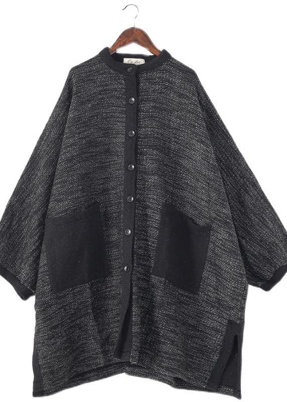 Cozy side open knit sweat tops plus size clothing black big pockets sweater coat AM-TCT201223