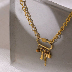 Crystal Lock Key Pendant Necklaces Charm Jewelry YOS0318 Stainless Steel Chain Touchy Style