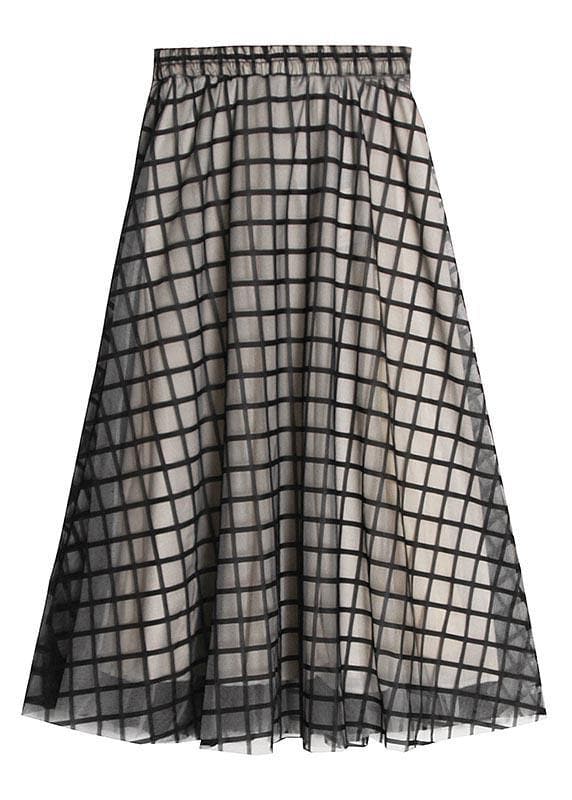 DIY Black Plaid Patchwork Pleated Summer Skirt CDM-SKTS210408