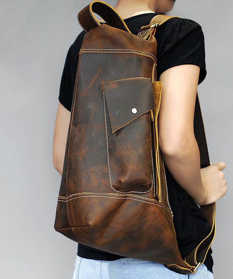 DIY Brown Paitings Calf Leather Messenger Bag ZP-BGS220816