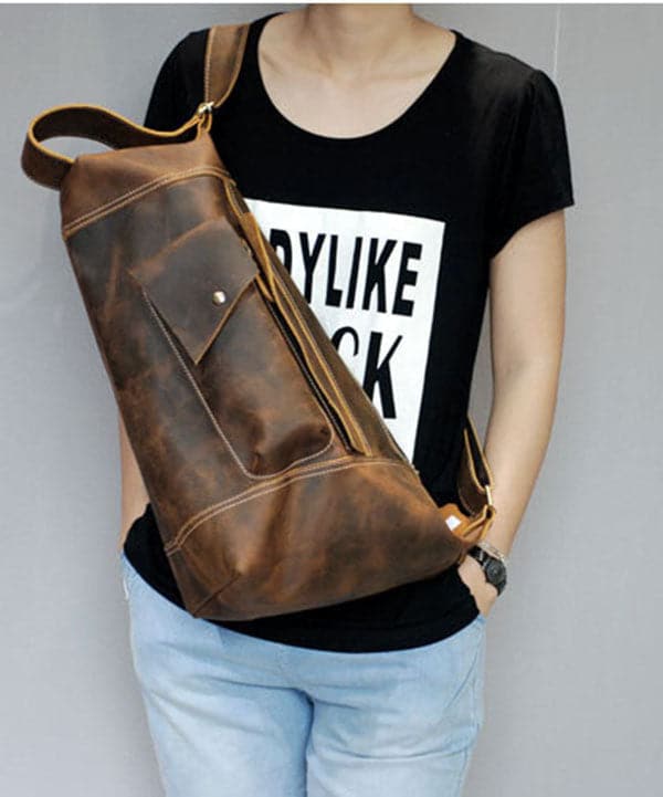 DIY Brown Paitings Calf Leather Messenger Bag ZP-BGS220816