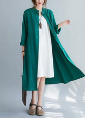 DIY Stand Collar Button Down Spring Quilting Clothes Shirts Green Plus Size Dresses TCT210124