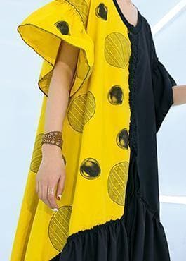 DIY black asymmetric cotton quilting dresses patchwork Traveling summer Dresses AT-SDL190411