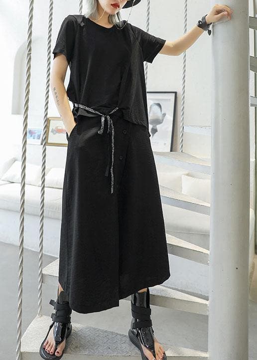 DIY black cotton clothes For Women false two pieces Traveling summer Dress AT-SDL190717