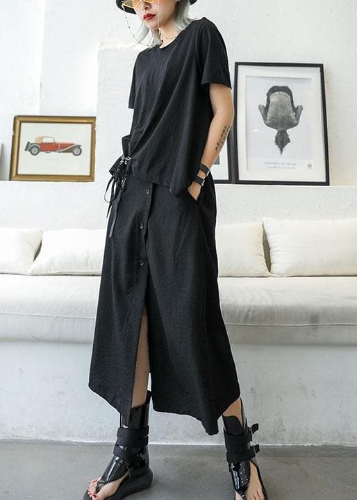 DIY black cotton clothes For Women false two pieces Traveling summer Dress AT-SDL190717