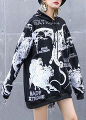 DIY black prints cotton clothes hooded loose fall T shirts AT-CTS190903