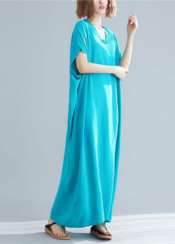 DIY blue green linen clothes For Women v neck pockets Maxi summer Dresses SDL200425