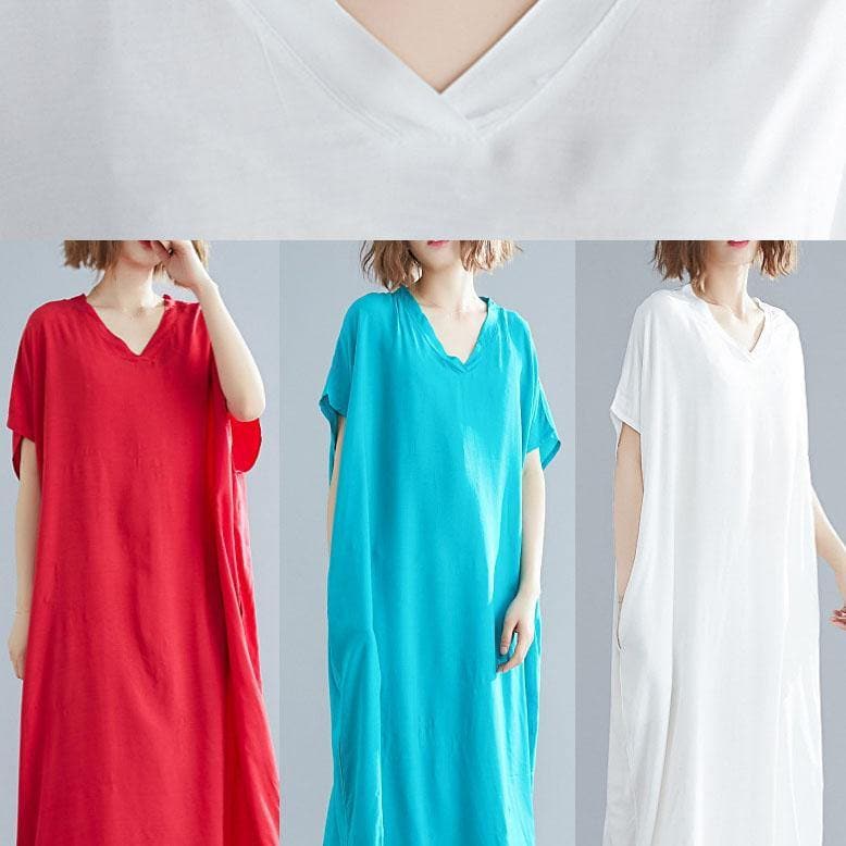 DIY blue green linen clothes For Women v neck pockets Maxi summer Dresses SDL200425