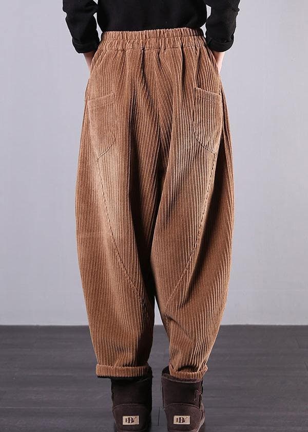 DIY fall women pants women's chocolate Photography Corduroy pockets trousers LPTS191205