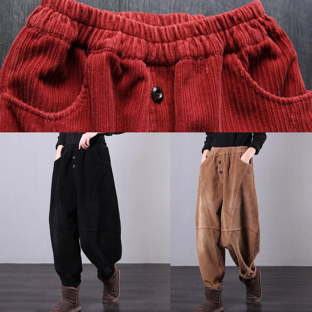 DIY fall women pants women's chocolate Photography Corduroy pockets trousers LPTS191205