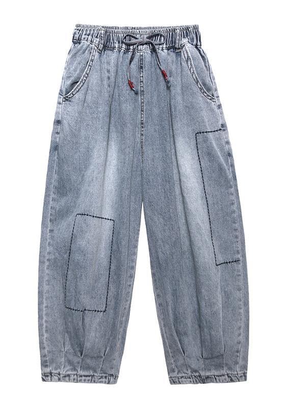 Denim blue pants women thin section high waist nine points lantern harem pants AT-LPTS200623