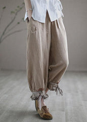 Diy Purple Casual Embroideried Summer Harem Linen Pants GK-LPTS210810