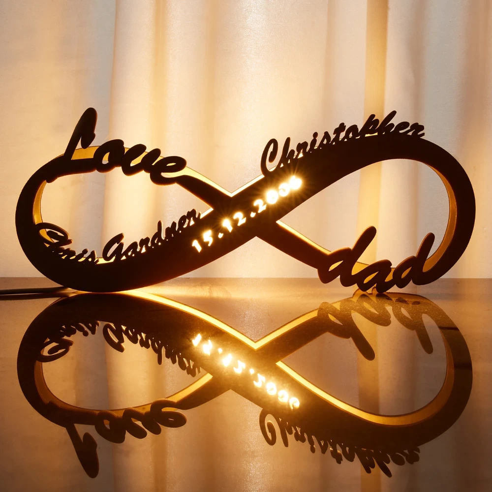 Custom Infinity Engraved Wood Lamp dylinoshop