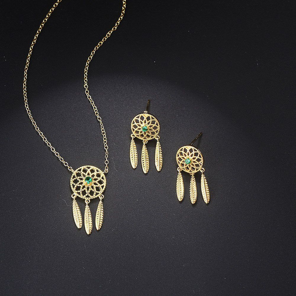 Earrings Necklace Charm Jewelry Set ZOS0152 Tassel Hollow Flower Touchy Style