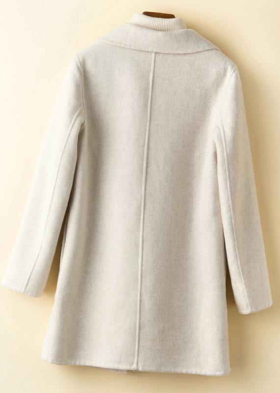 Elegant Notched pockets Fashion tunic coat beige Art outwears TCT200915