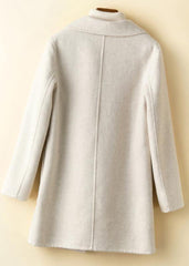 Elegant Notched pockets Fashion tunic coat beige Art outwears TCT200915