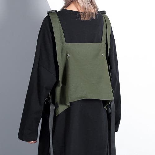 Elegant army green fall Loose fitting casual dress false two pieces 2018 O neck dress AT-FDM1809911