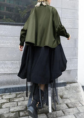 Elegant asymmetric lapel cotton Blouse Inspiration army green blouses AT-LTP191120