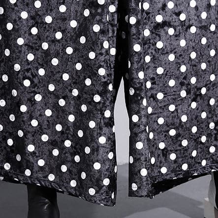 Elegant black dotted plus size clothing elastic waist traveling women wide leg pants cotton trousers AT-LPTS181010