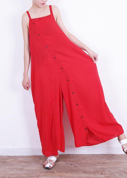 Elegant jumpsuit pants Mom design Button Down red Summer dylinoshop