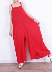 Elegant jumpsuit pants Mom design Button Down red Summer dylinoshop