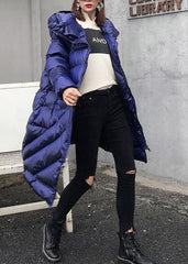 Elegant plus size clothing winter coats blue hooded zippered women parka AT-DJK191113