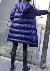 Elegant plus size clothing winter coats blue hooded zippered women parka AT-DJK191113