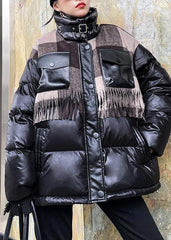 Elegant plus size snow jackets winter coats black patchwork plaid lapel coat AT-DJK201217