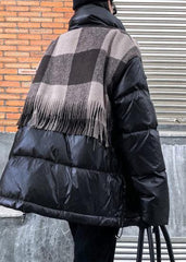 Elegant plus size snow jackets winter coats black patchwork plaid lapel coat AT-DJK201217