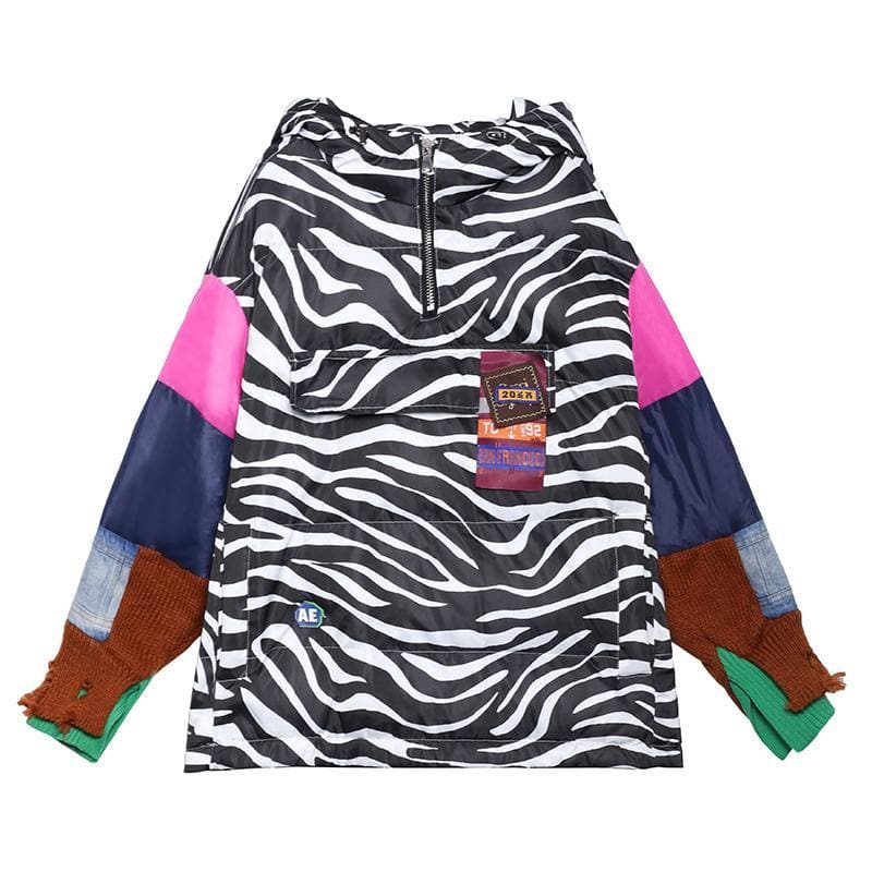 Elegant striped casual outfit oversized snow jackets hooded patchwork coats AT-DJK201217