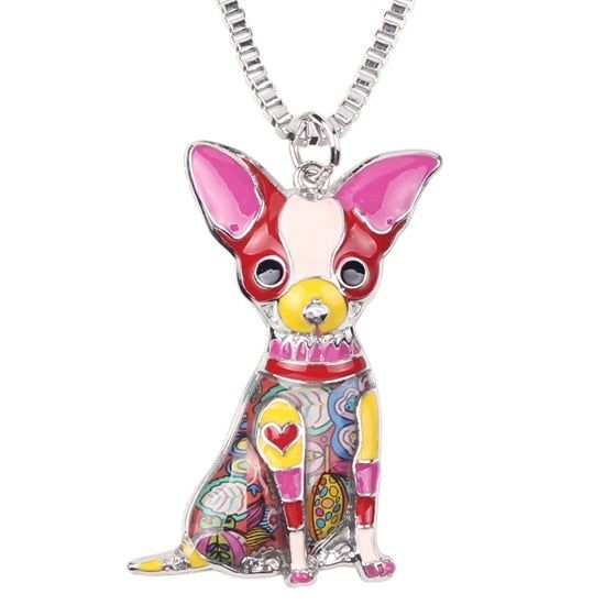 Fashion Acrylic Chihuahuas Dog Pattern Necklace Charm Jewelry BOS1054 Touchy Style