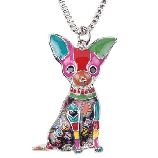 Fashion Acrylic Chihuahuas Dog Pattern Necklace Charm Jewelry BOS1054 Touchy Style