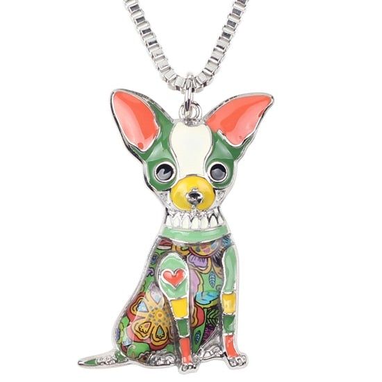 Fashion Acrylic Chihuahuas Dog Pattern Necklace Charm Jewelry BOS1054 Touchy Style