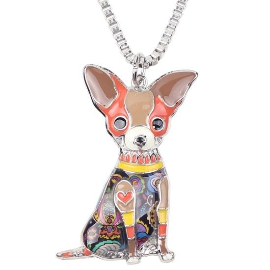 Fashion Acrylic Chihuahuas Dog Pattern Necklace Charm Jewelry BOS1054 Touchy Style