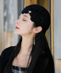 Fashion Black Hollow Out Knit Bonnie Hat dylinoshop